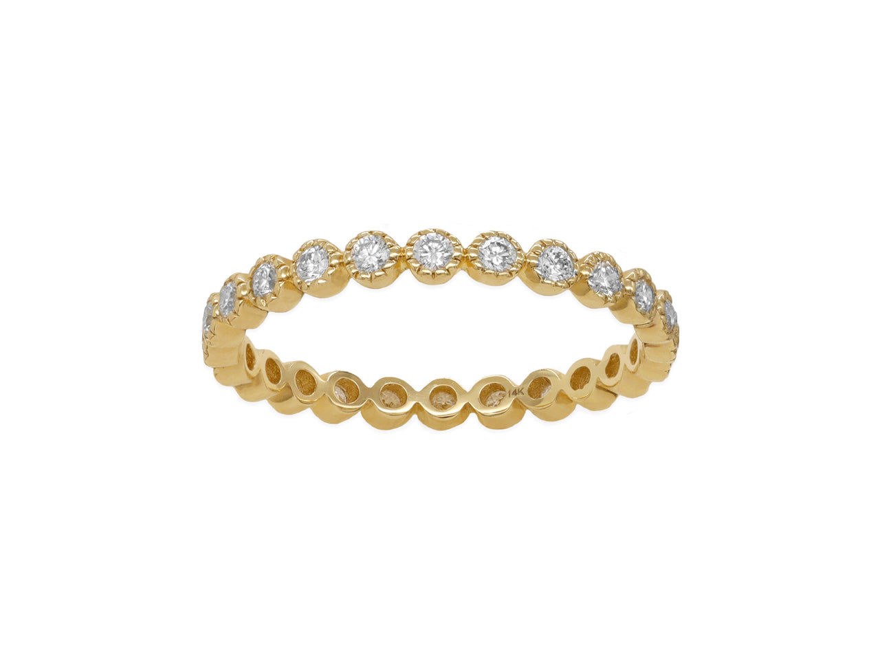 14k Yellow Gold Diamond Bezel Stackable Ring