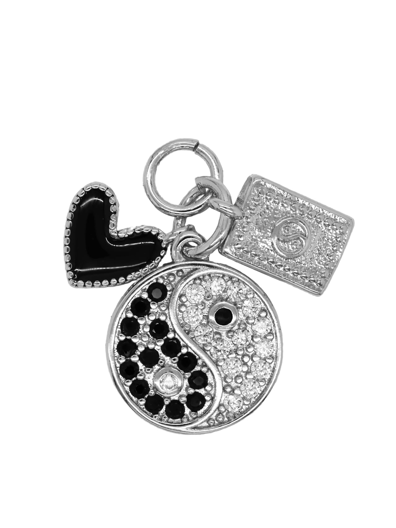 Silver Yin/Yang & Heart Trio Charm