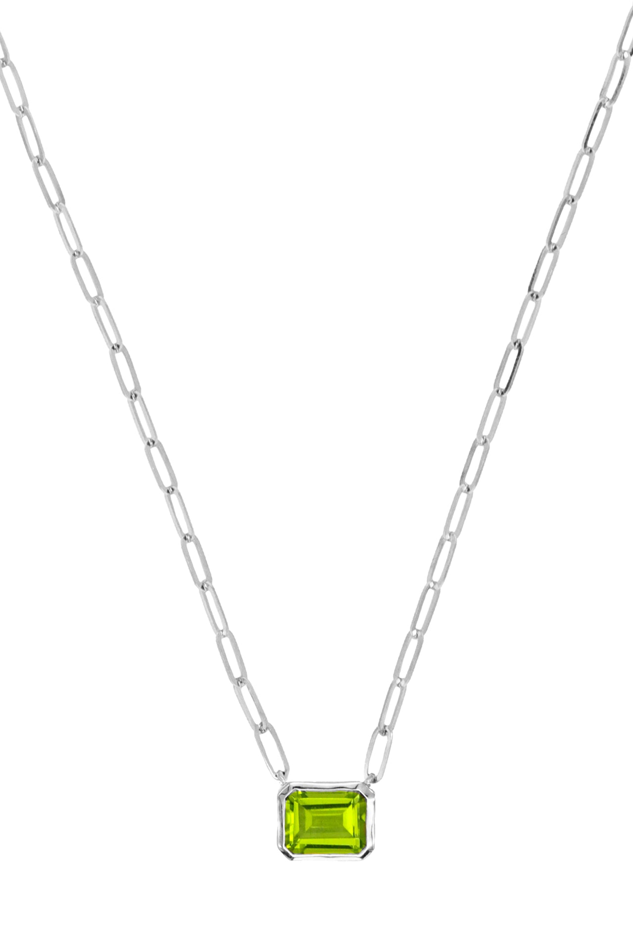 14k White Gold Peridot Necklace