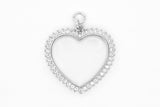 Silver Pave Open Heart Charm