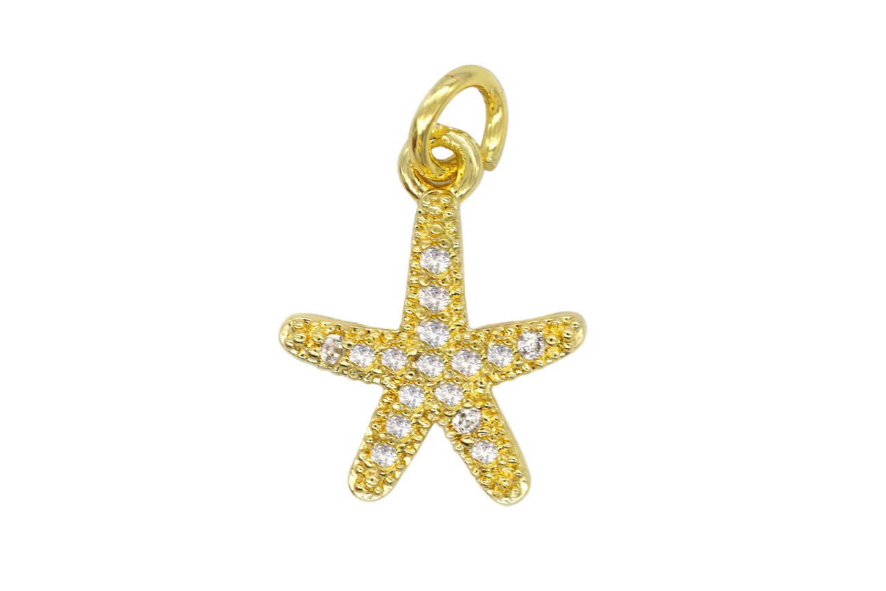 Gold Pave Small Starfish Charm