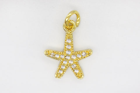 Gold Pave Small Starfish Charm