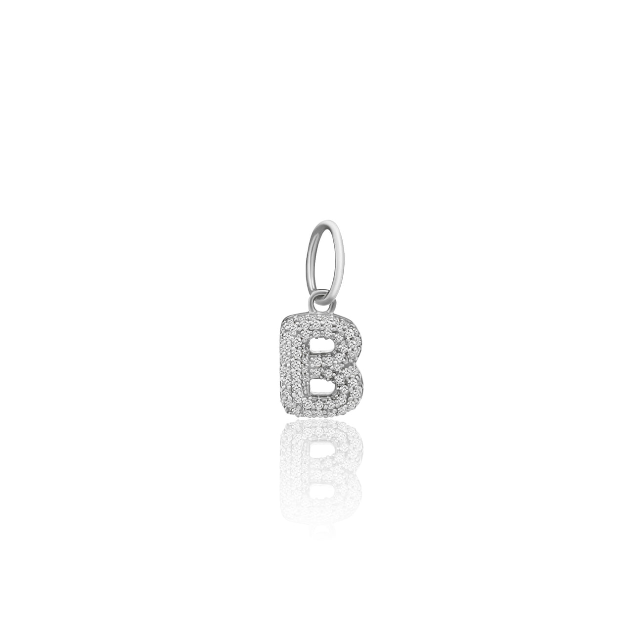 14k White Gold Diamond Bubble Letter Charm