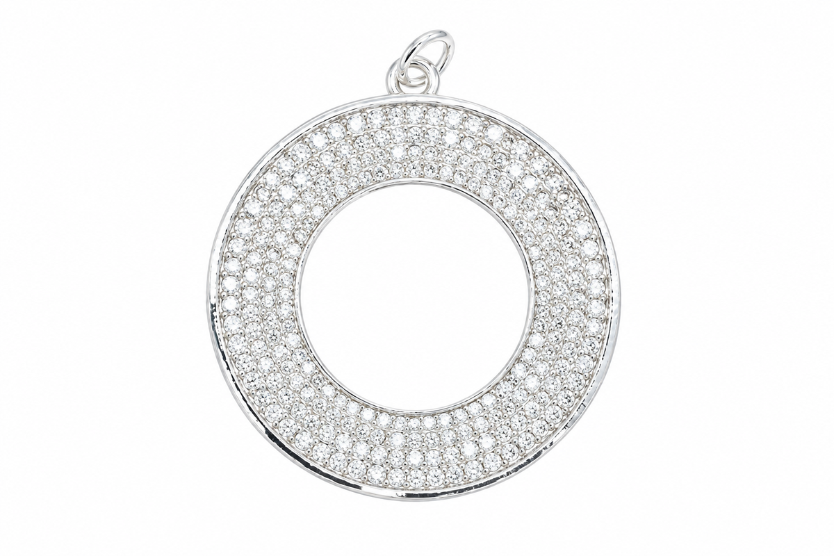 Silver Pave Circle Charm