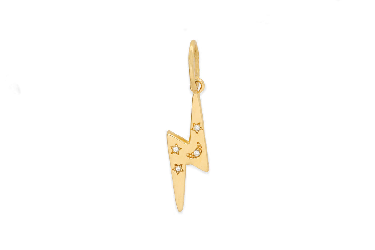 14k Yellow Gold Diamond Reversible Lightning Bolt Charm