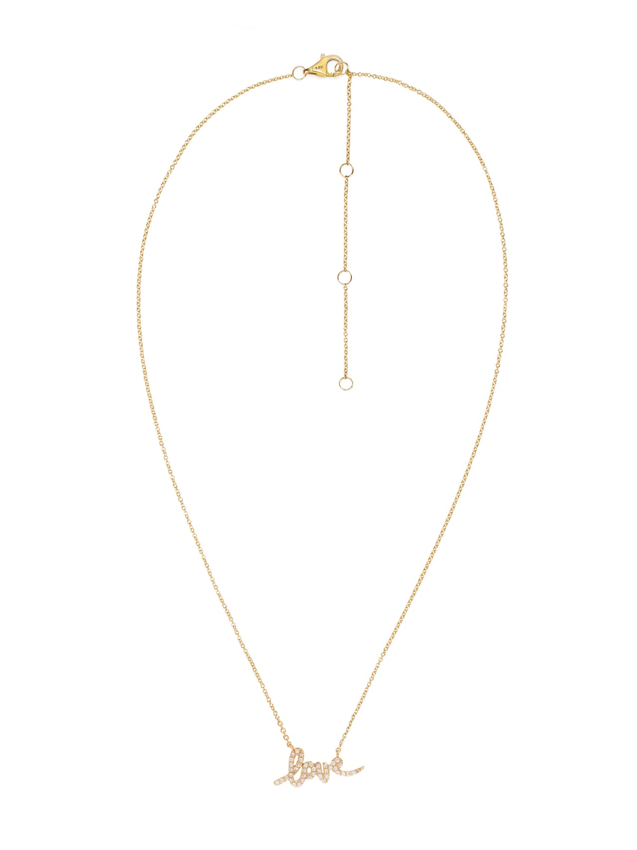 14k Yellow Gold Diamond Love Necklace