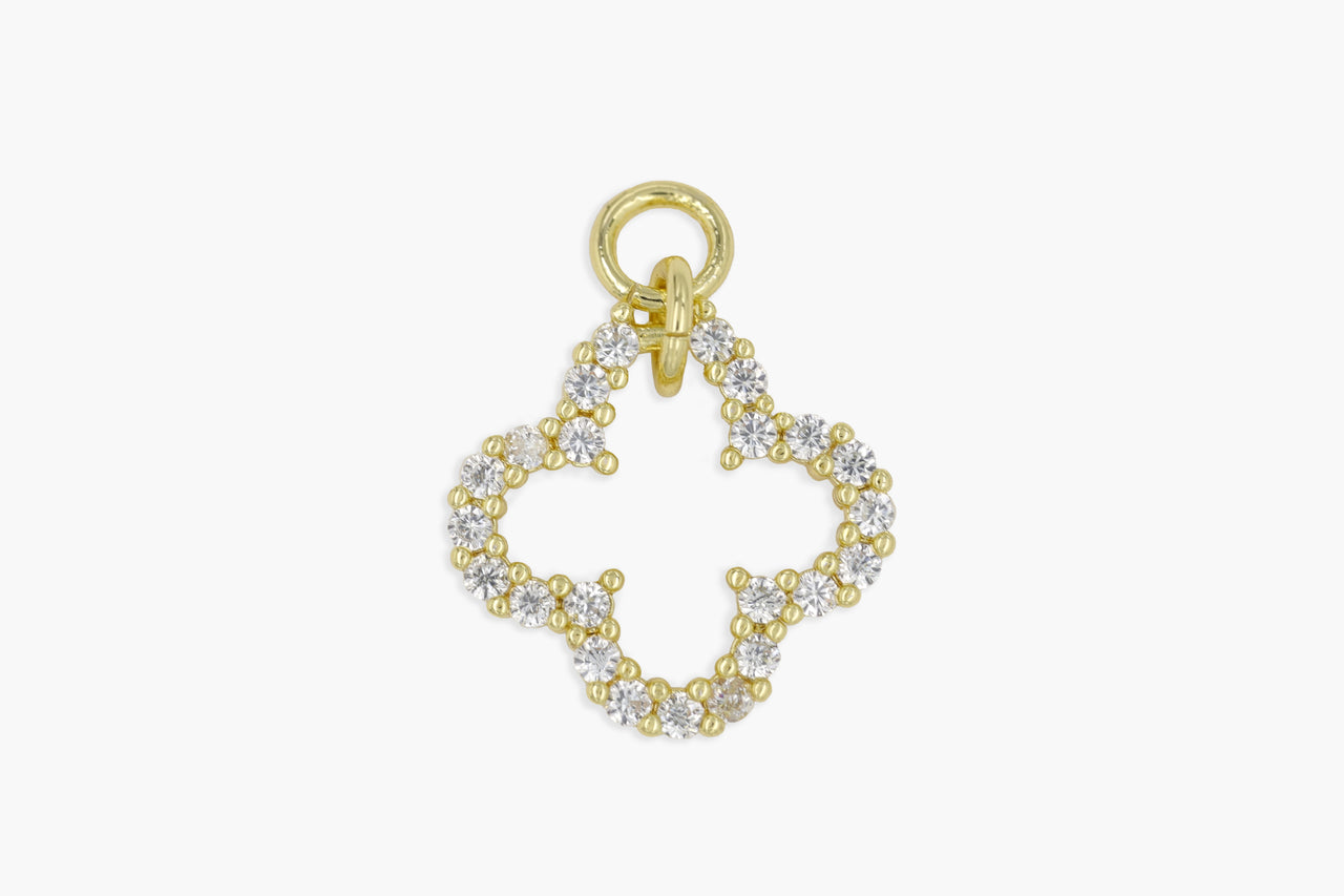 Gold Pave Open Clover Charm