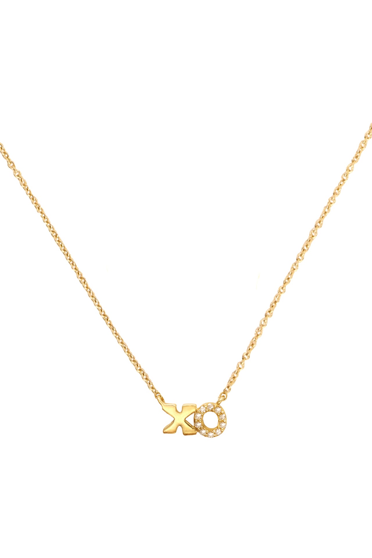 14k Yellow Gold Diamond XO Necklace