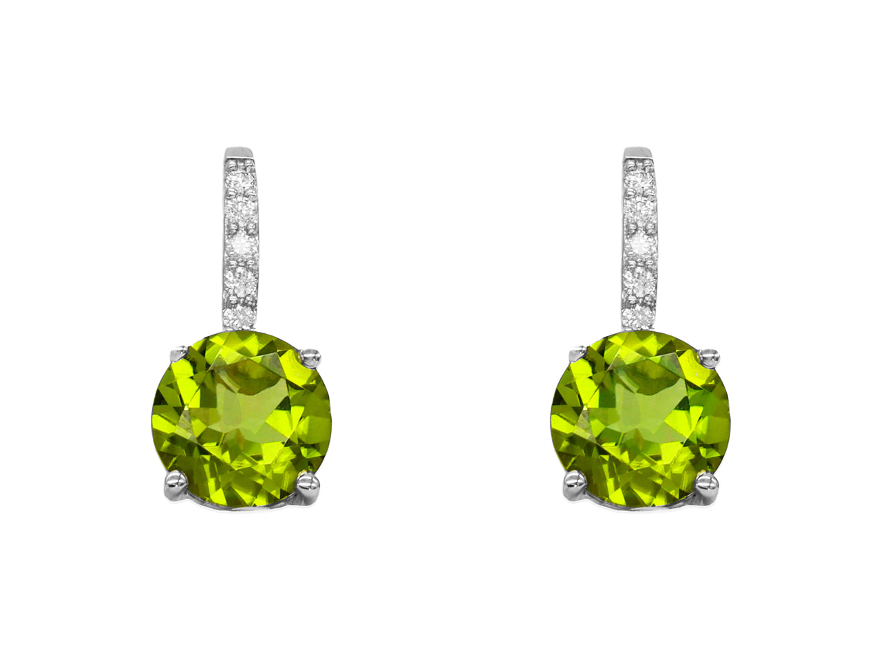 14k White Gold Peridot Diamond Drop Earrings