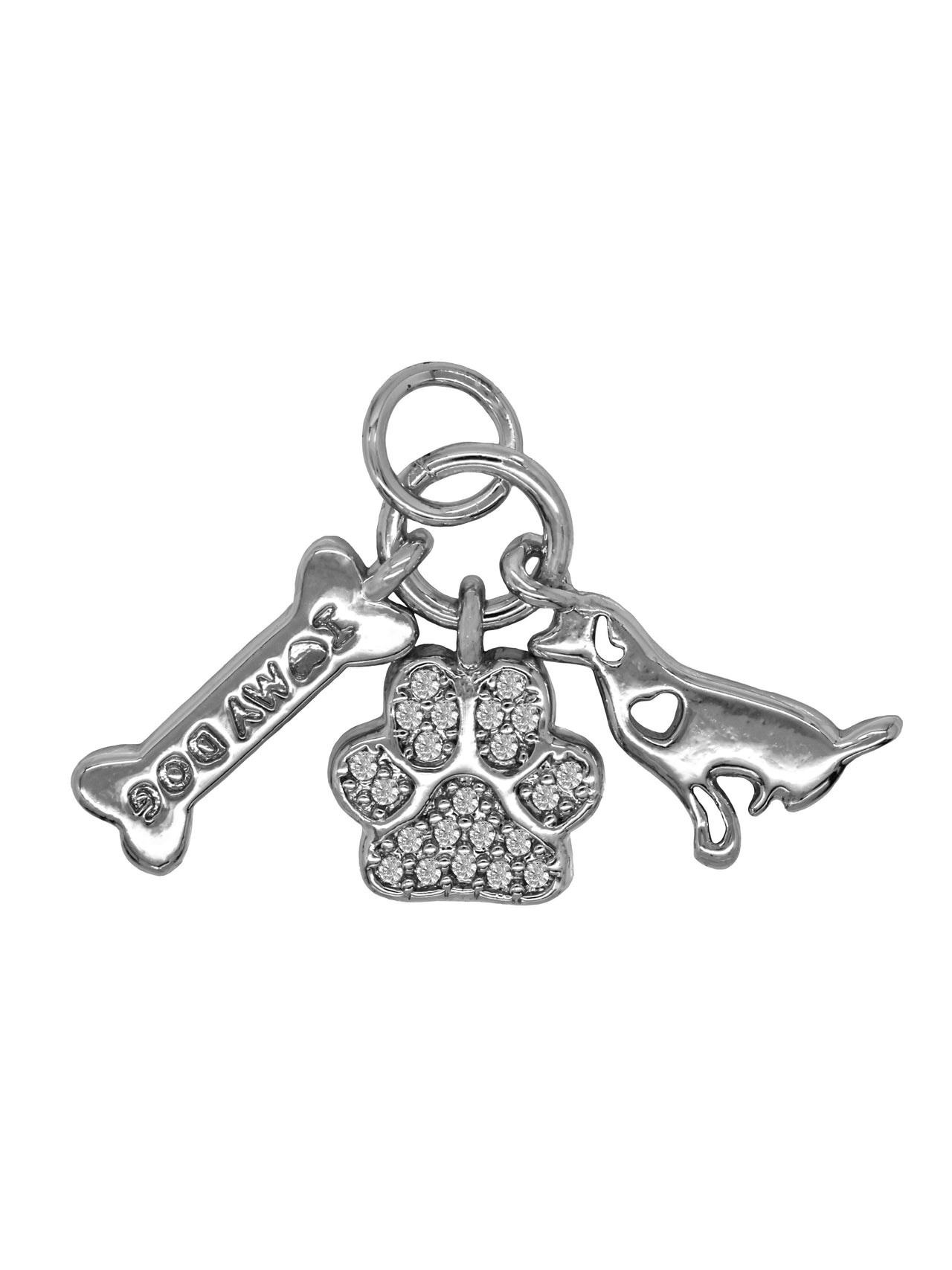 Silver Dog Lover Trio Charm