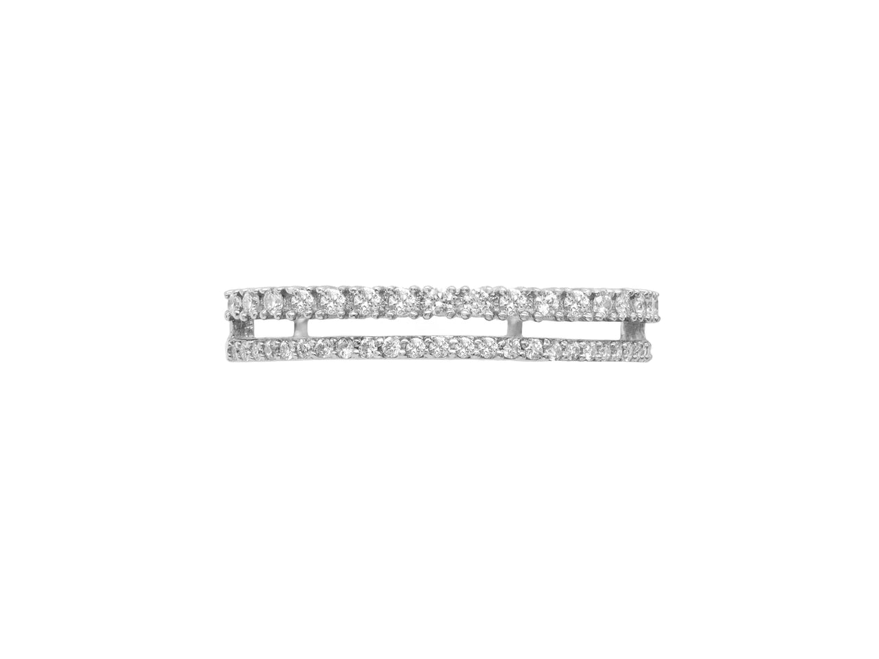 14k White Gold Diamond Double Row Stackable Ring