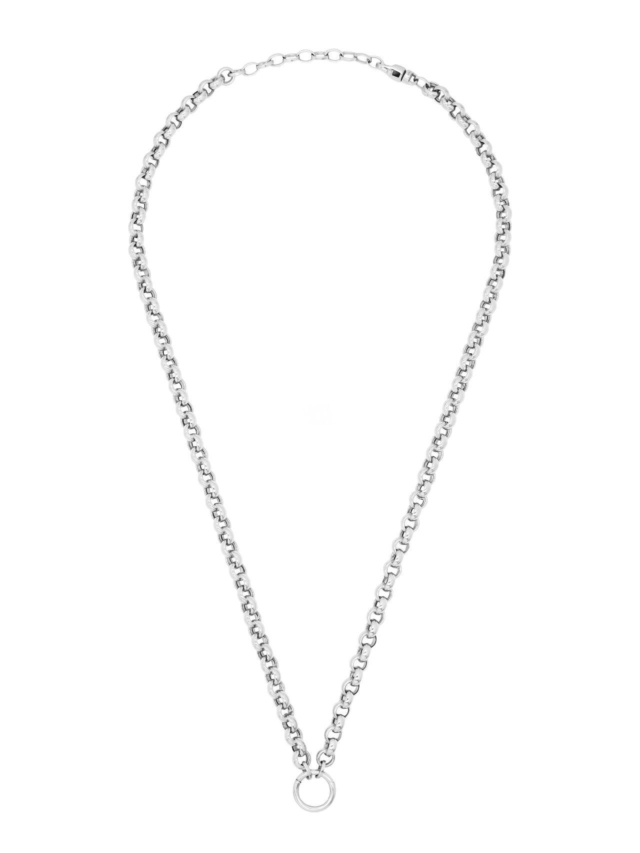 14k White Gold Rolo Charm Chain Necklace