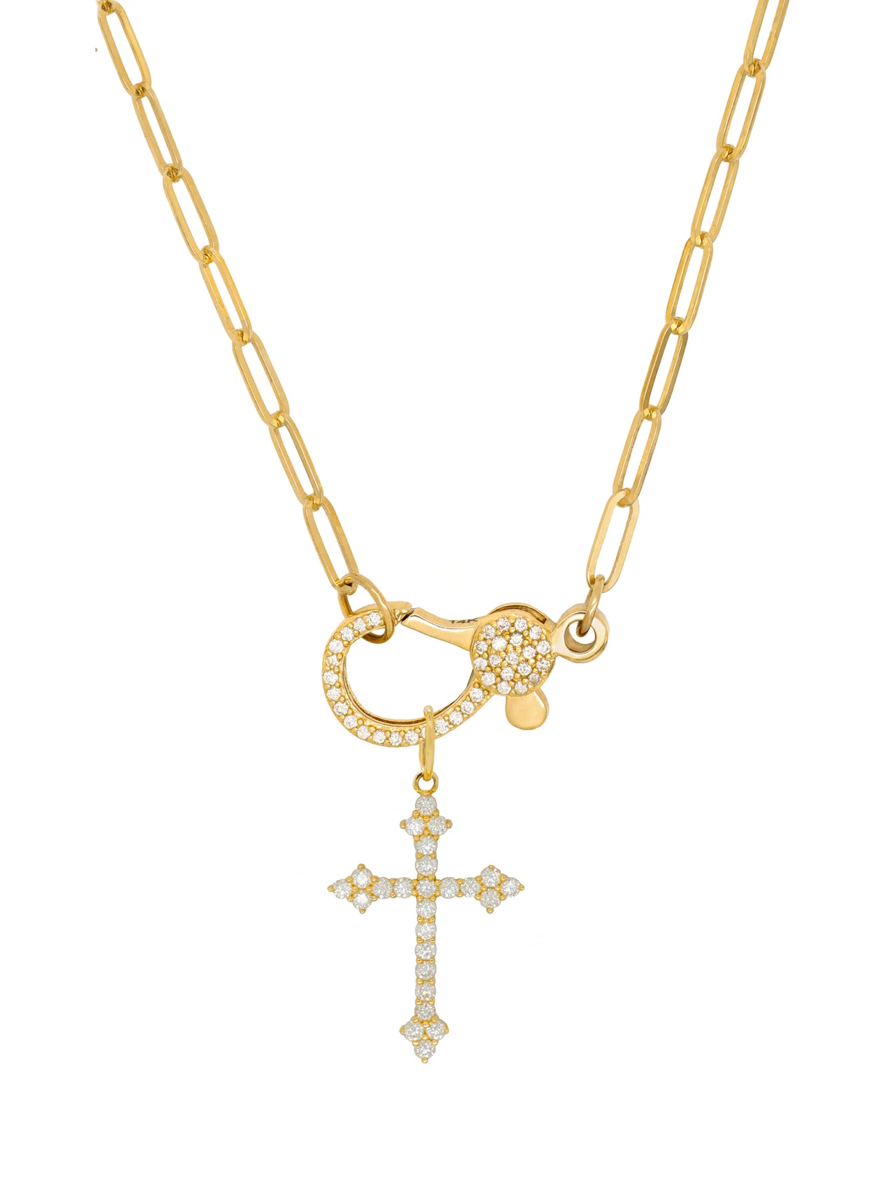 14k Yellow Gold Diamond Cross Charm