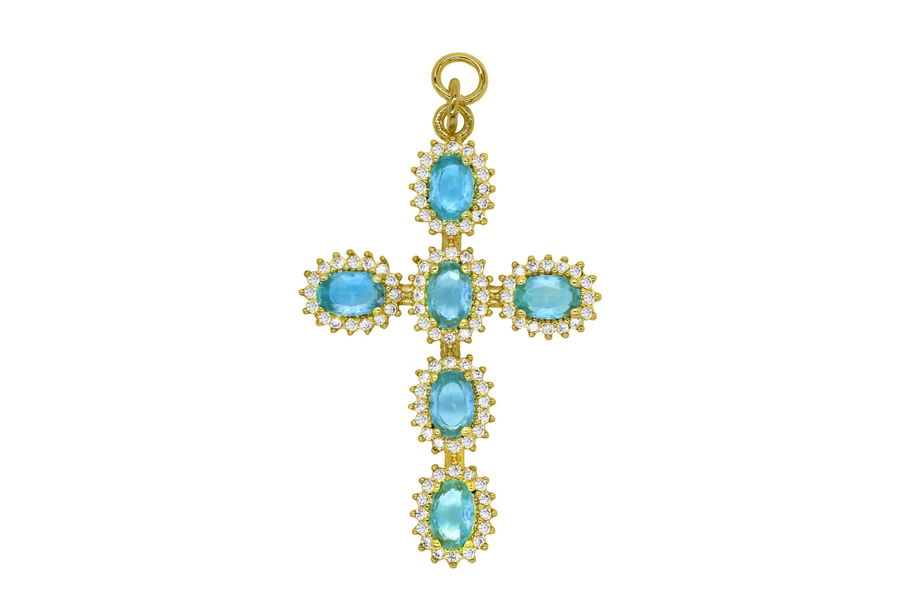 Gold Large Blue Cross Charm