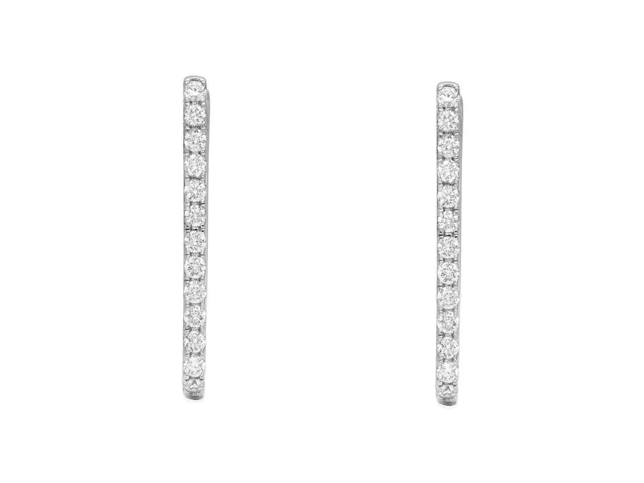 14k White Gold Diamond Paperclip Hoop Earrings