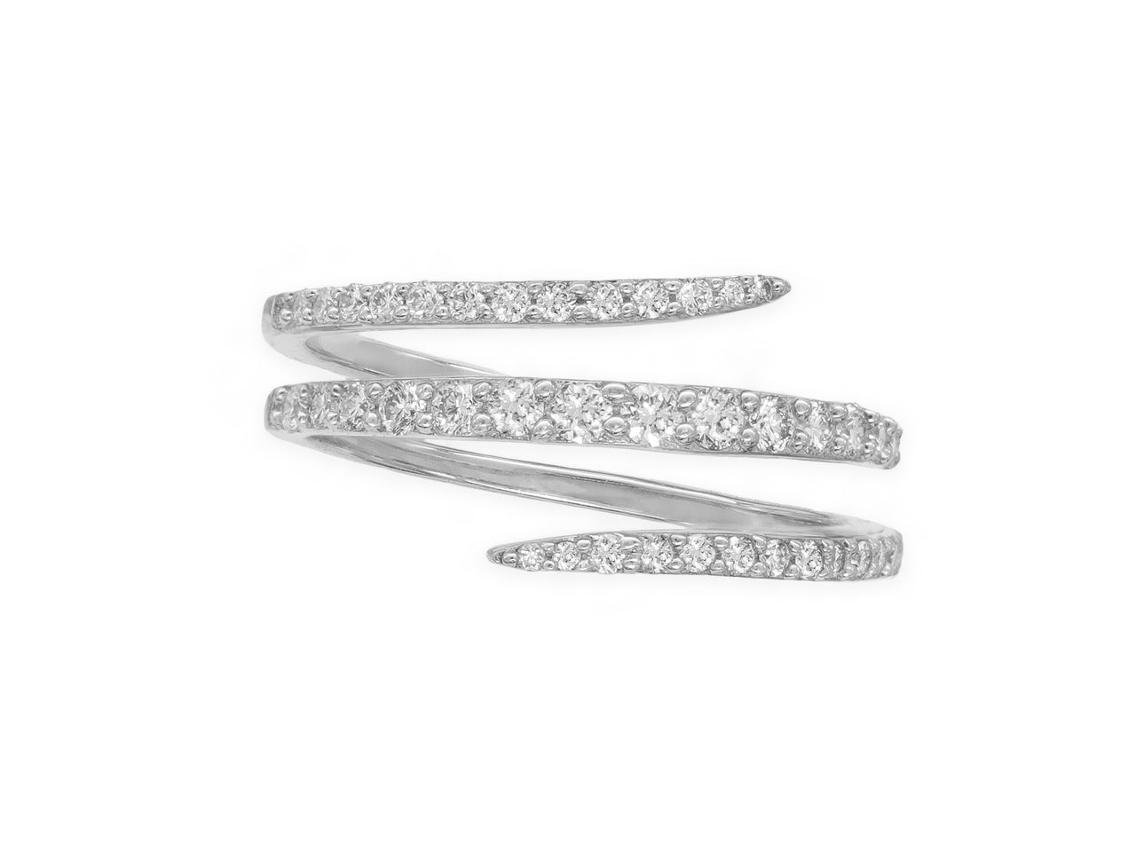 14k White Gold Diamond Triple Wrap Ring