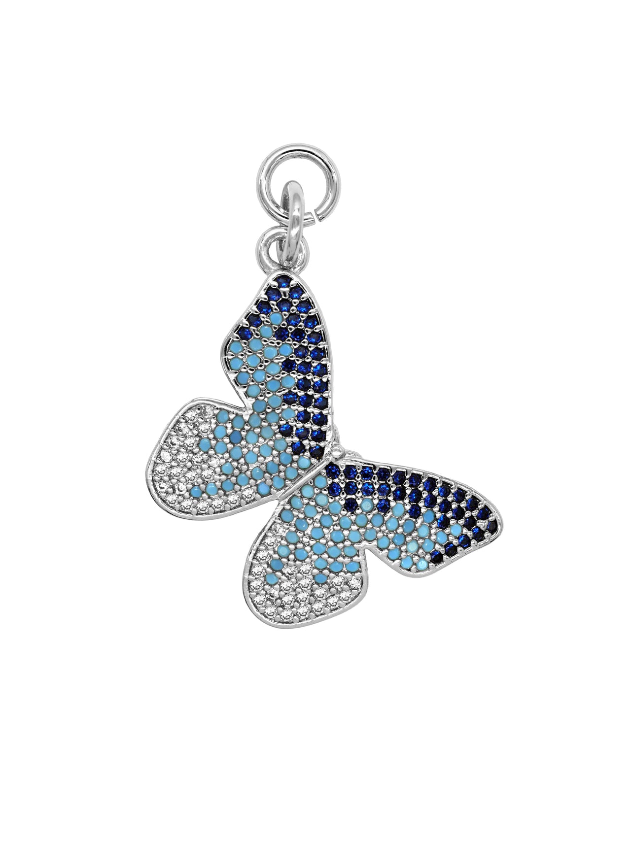 Silver Large Multicolor Butterfly Charm