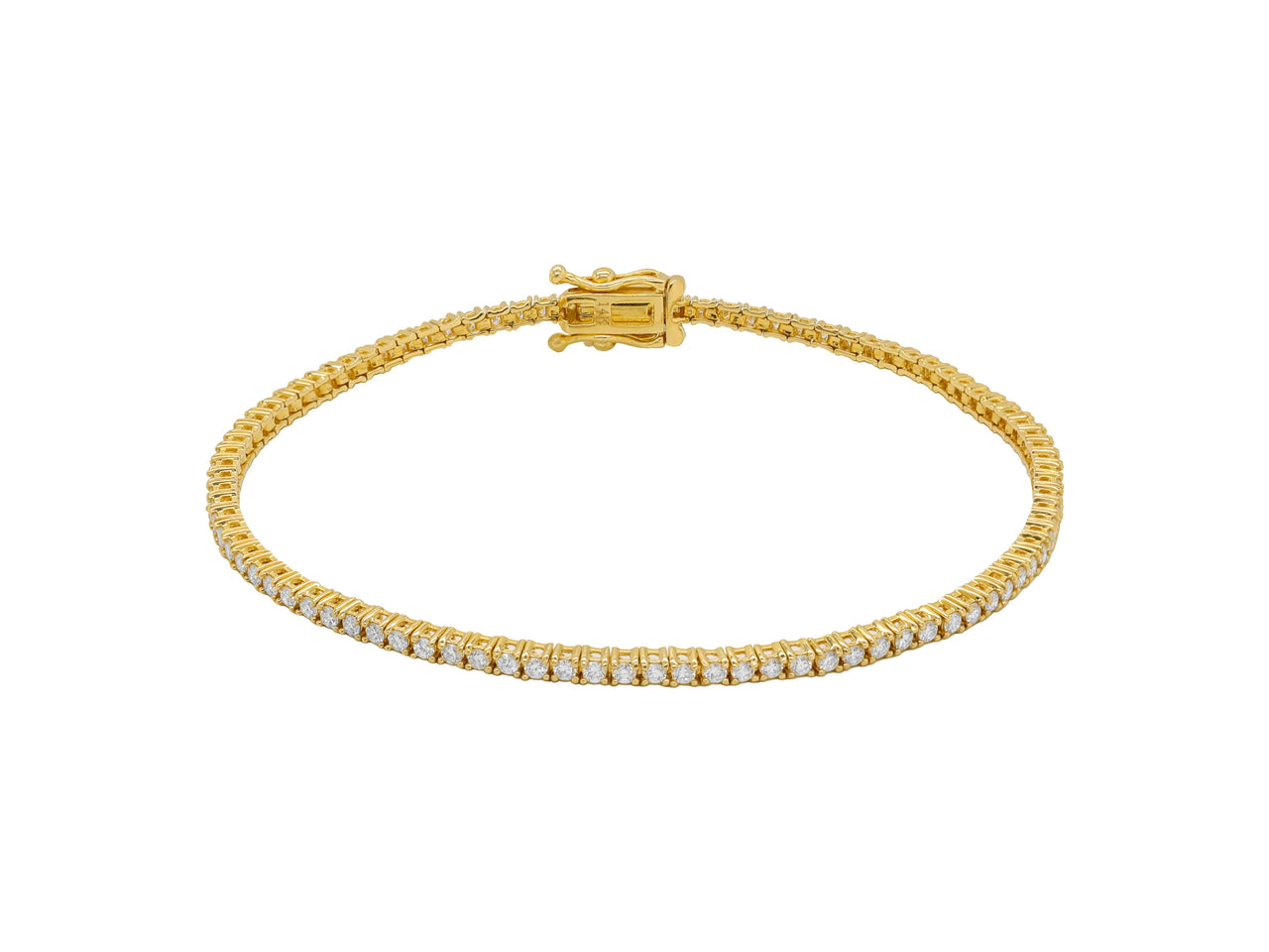 14k Small Yellow Gold Diamond Tennis Bracelet