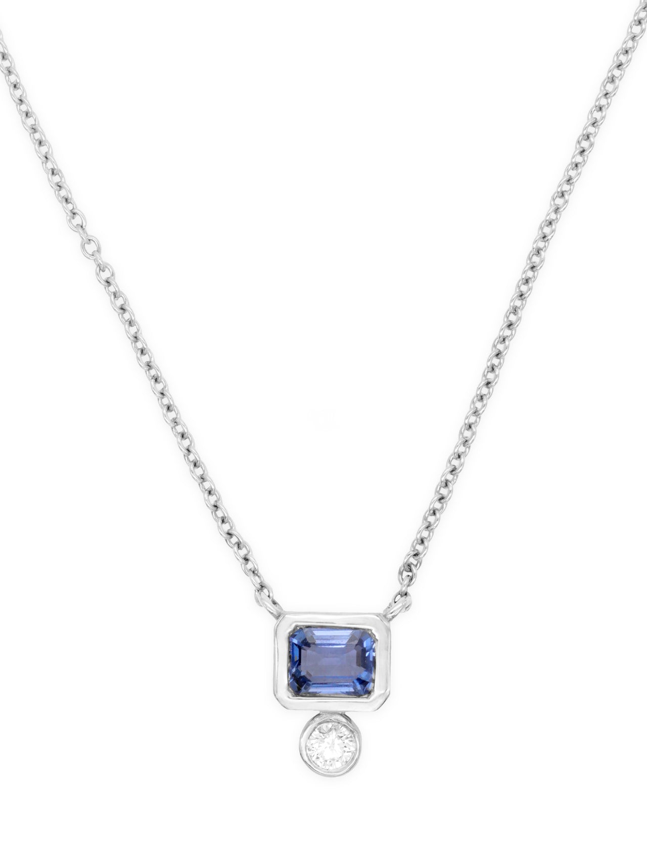 14k White Gold Blue Sapphire/Diamond Necklace