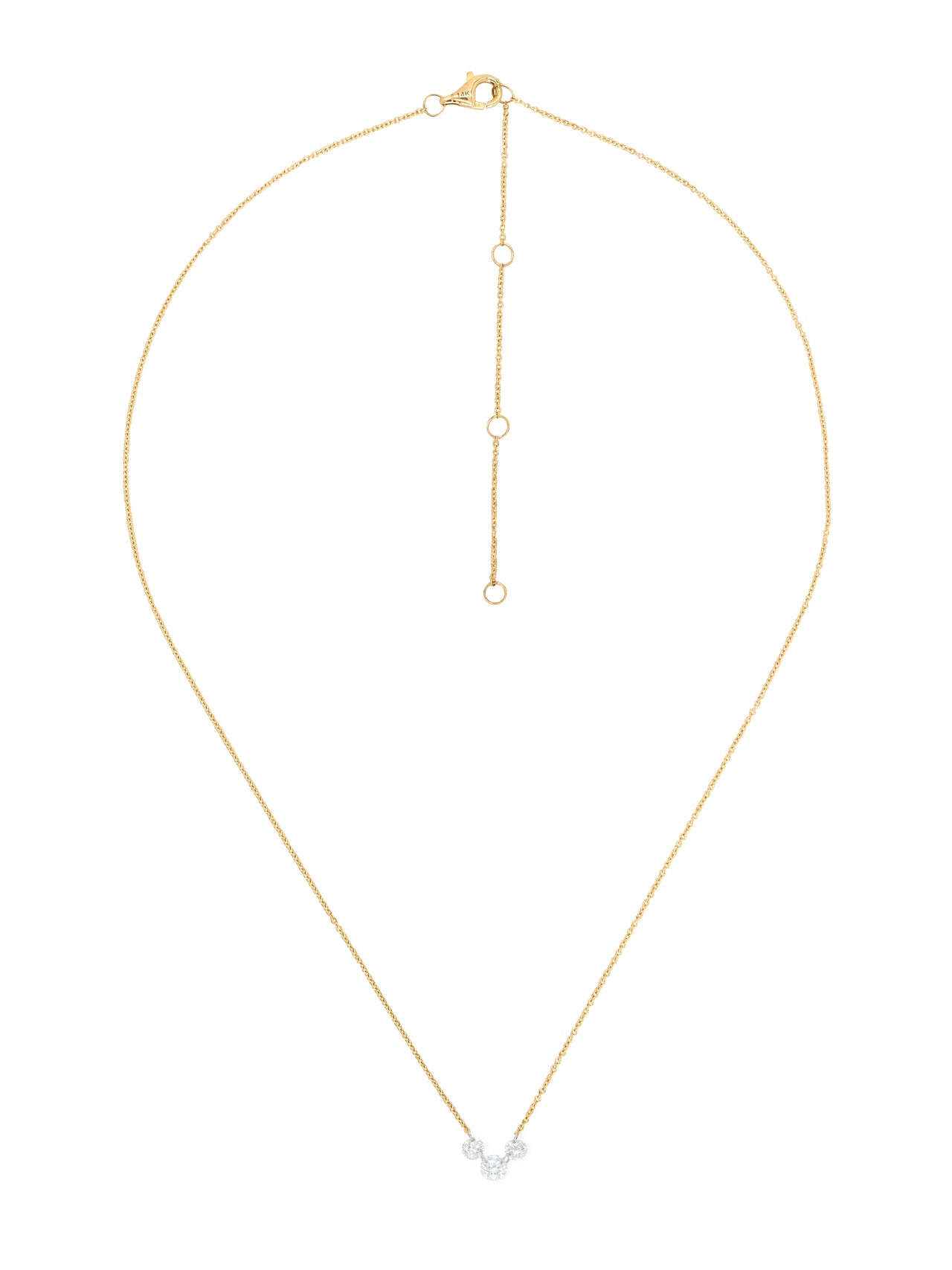 14k Yellow Gold Drill Trio Diamond Necklace