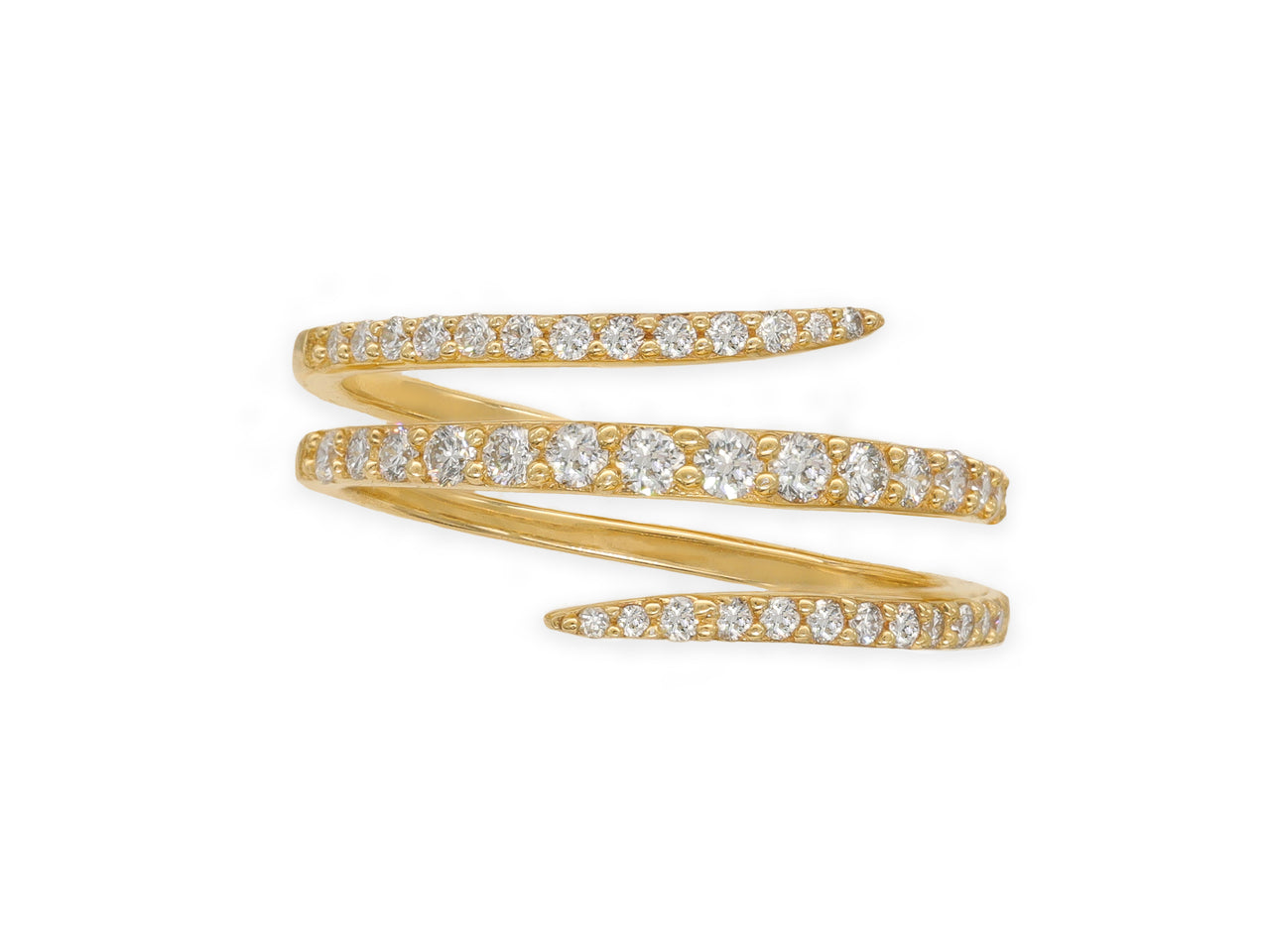 14k Yellow Gold Diamond Triple Wrap Ring