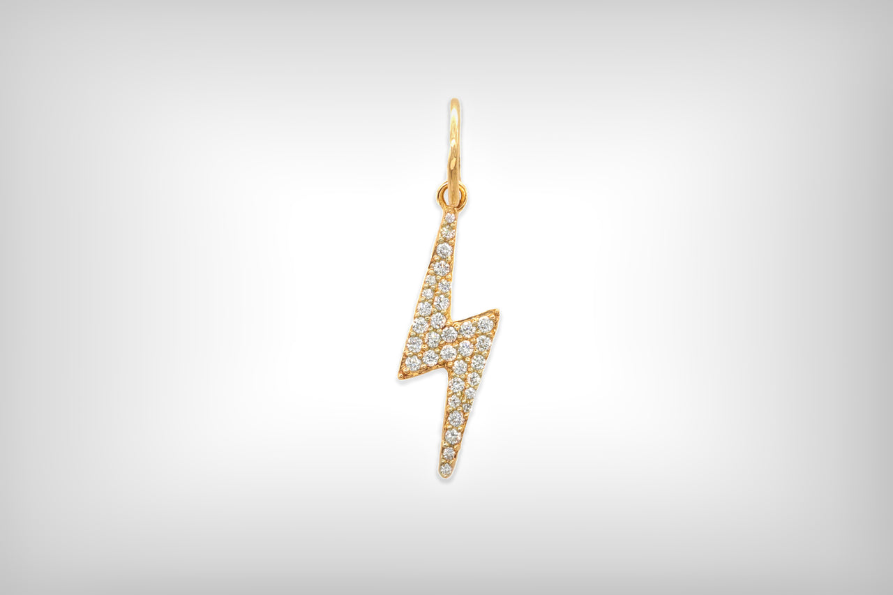 14k Yellow Gold Diamond Reversible Lightning Bolt Charm