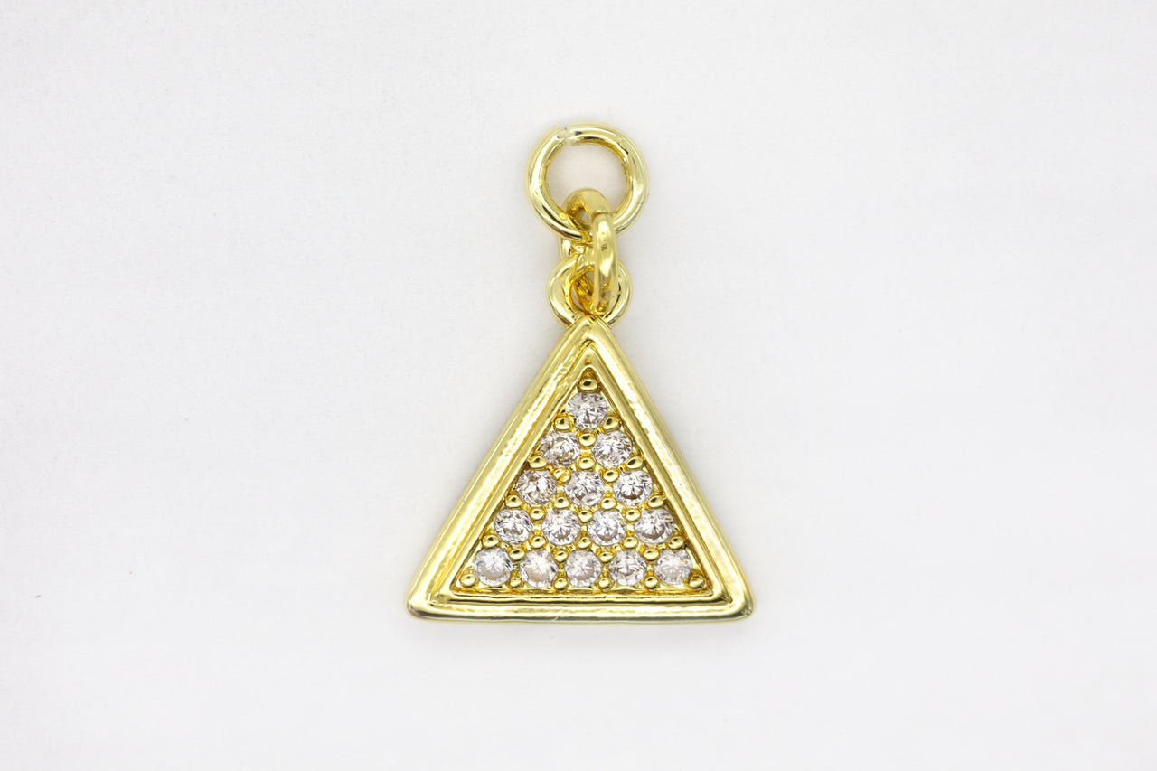 Gold Pave Small Triangle Charm
