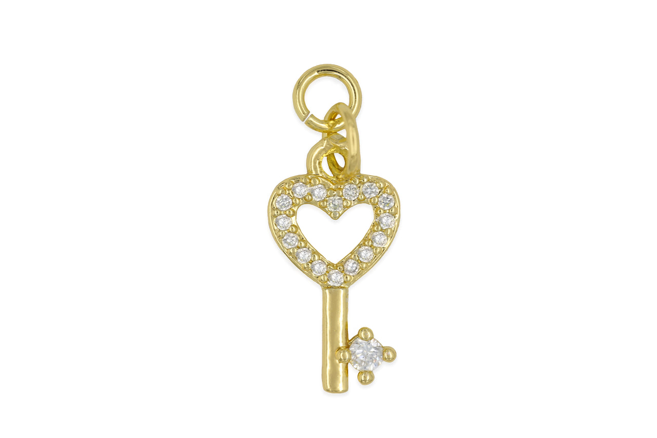 Gold Pave Key to my Heart Charm