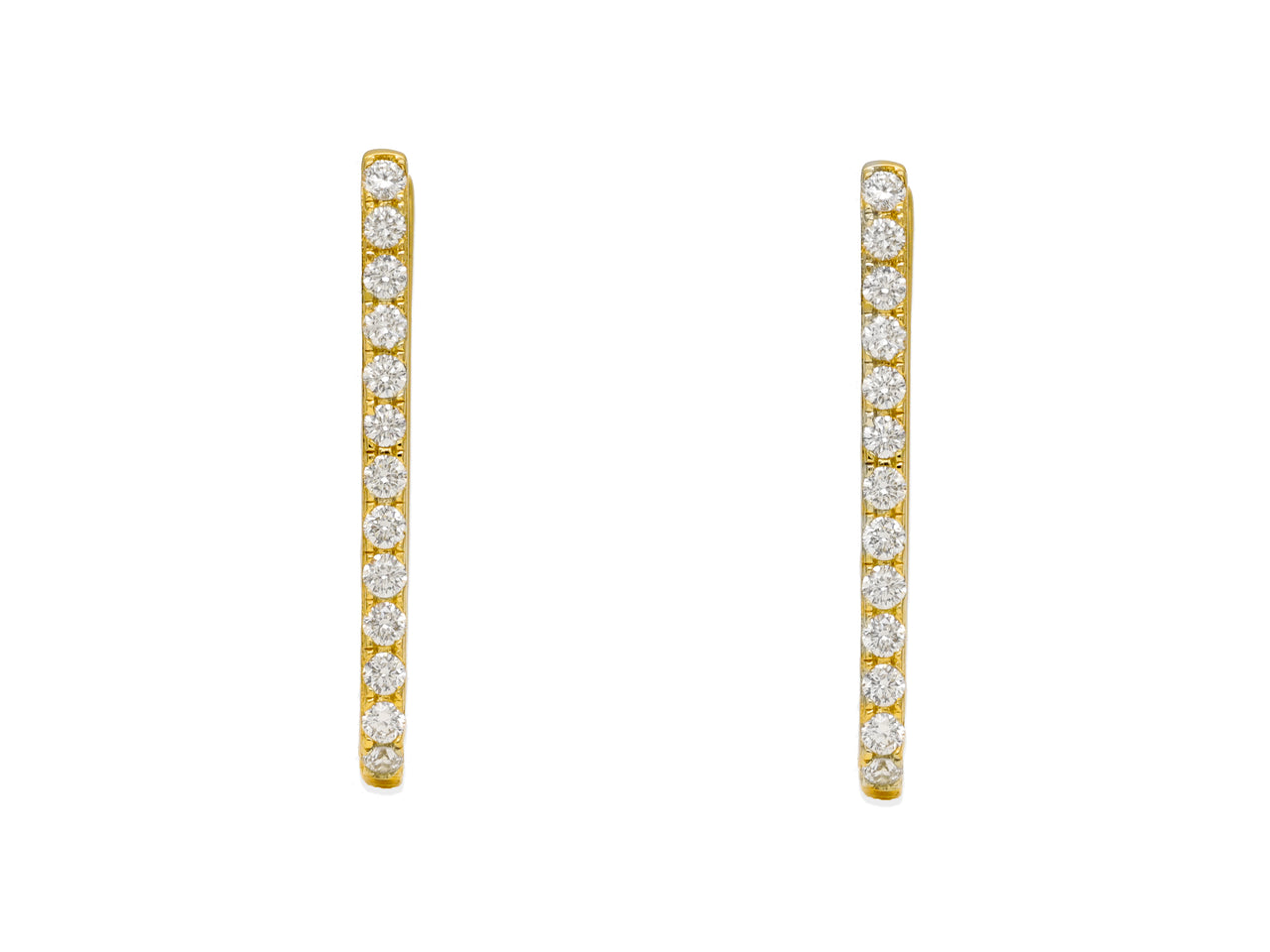 14k Yellow Gold Diamond Paperclip Hoop Earrings