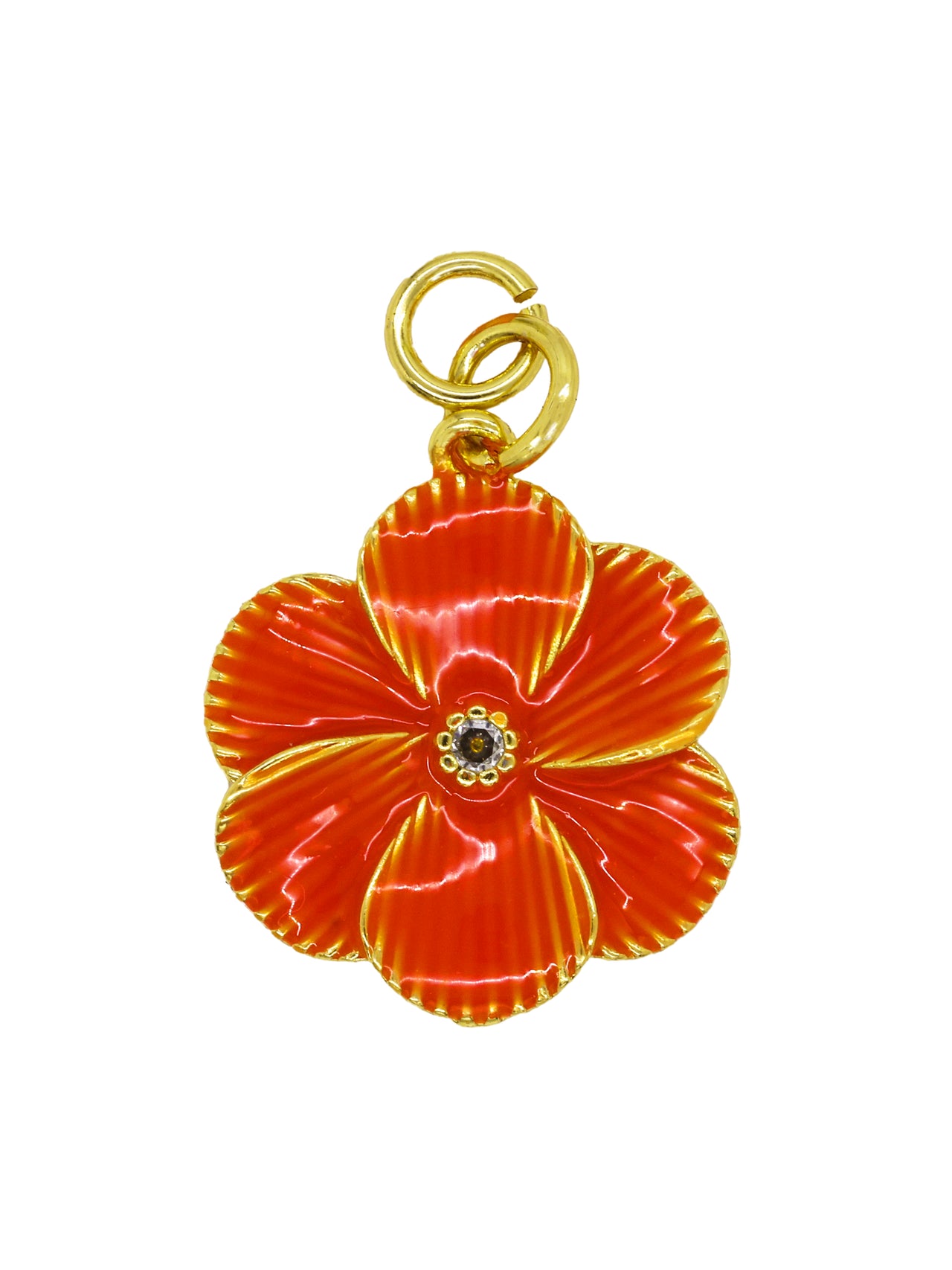 Gold Orange Hibiscus Flower Charm