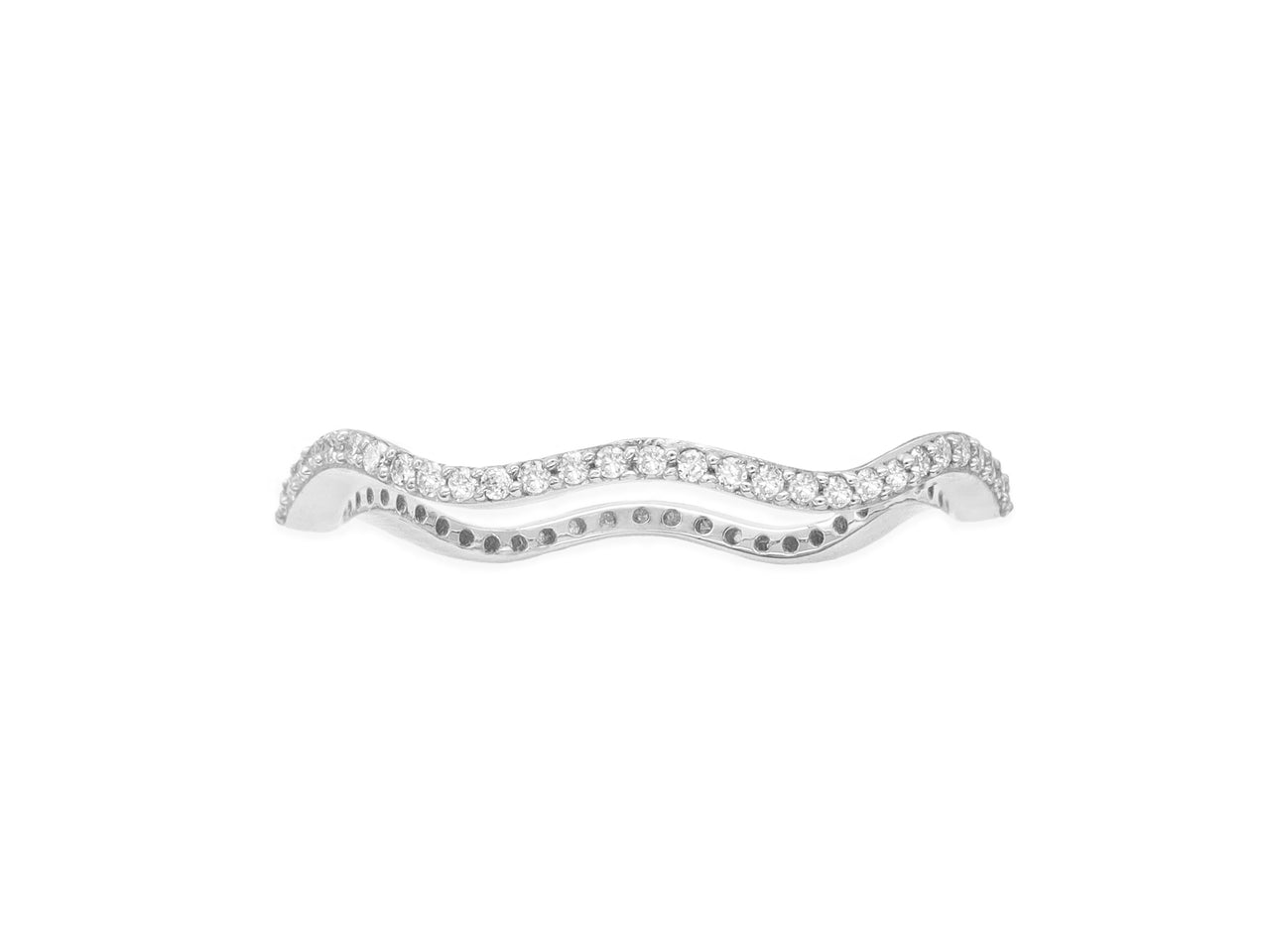 14k White Gold Diamond Curvy Stackable Ring