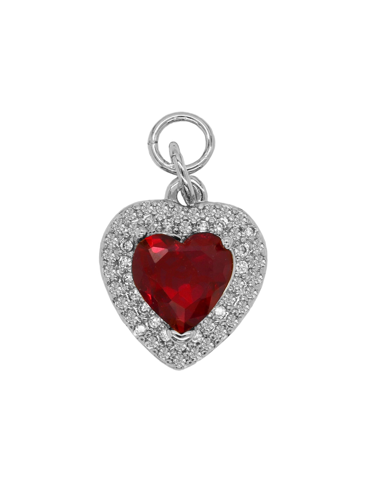 Silver Red Heart Charm