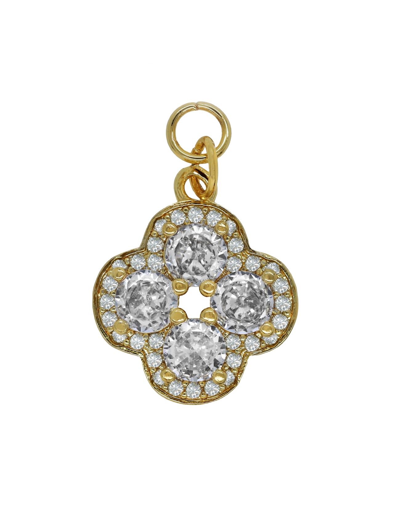 Gold Large Rhinestone Clover Charm