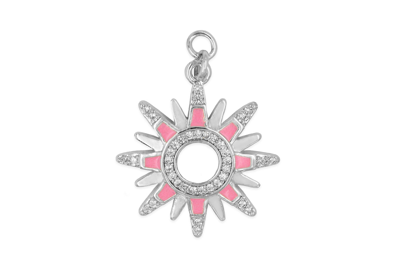 Silver Pink Sunburst Charm