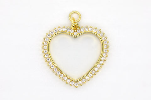 Gold Pave Open Heart Charm