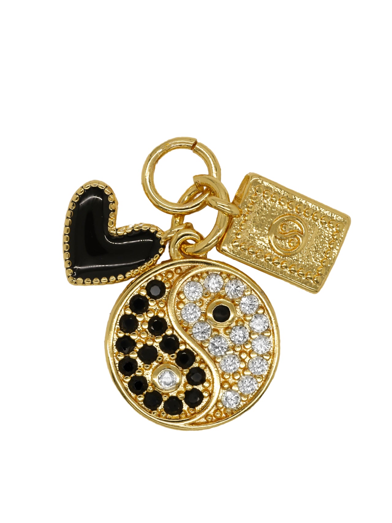 Gold Yin/Yang & Heart Trio Charm