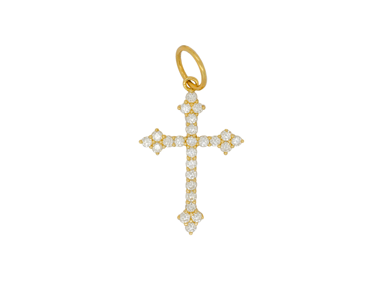 14k Yellow Gold Diamond Cross Charm