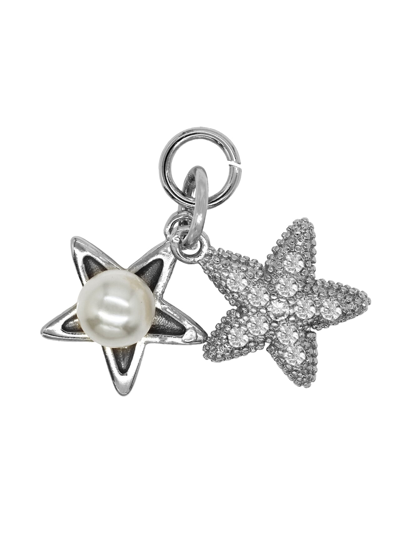Silver Pave & Pearl Star Duo Charm