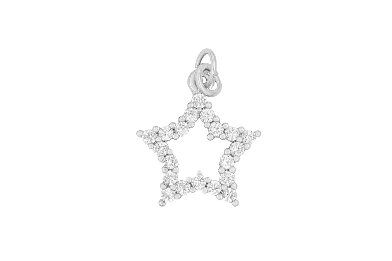 Silver Small Open Pave Star Charm