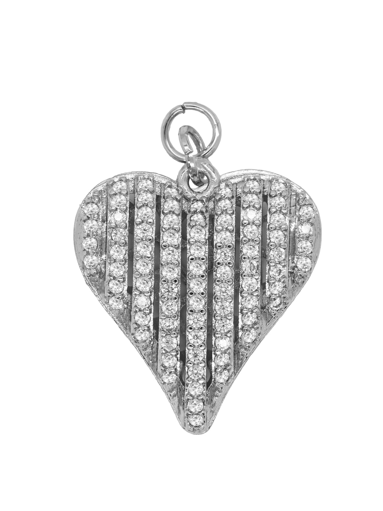 Silver Large Reversible Pave Bubble Heart Charm