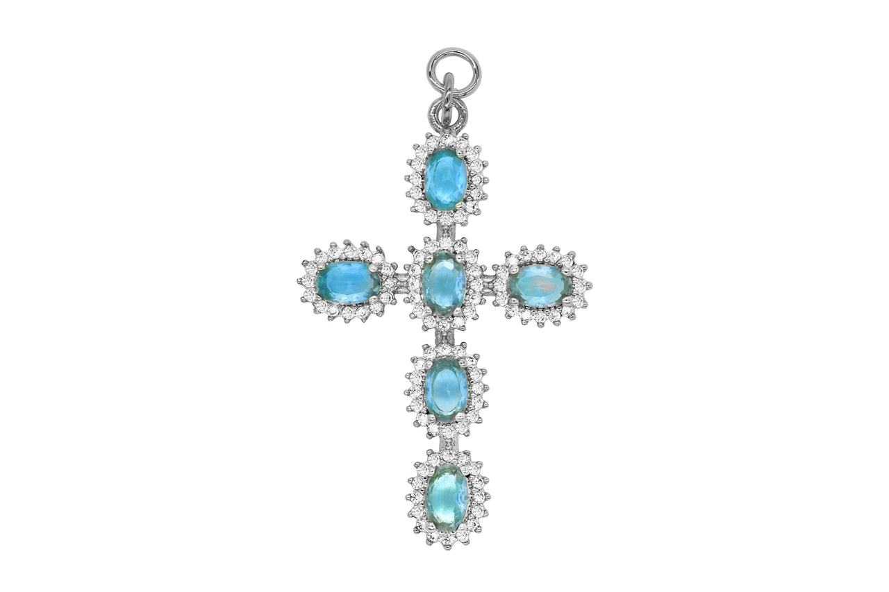 Silver Large Blue Cross Charm