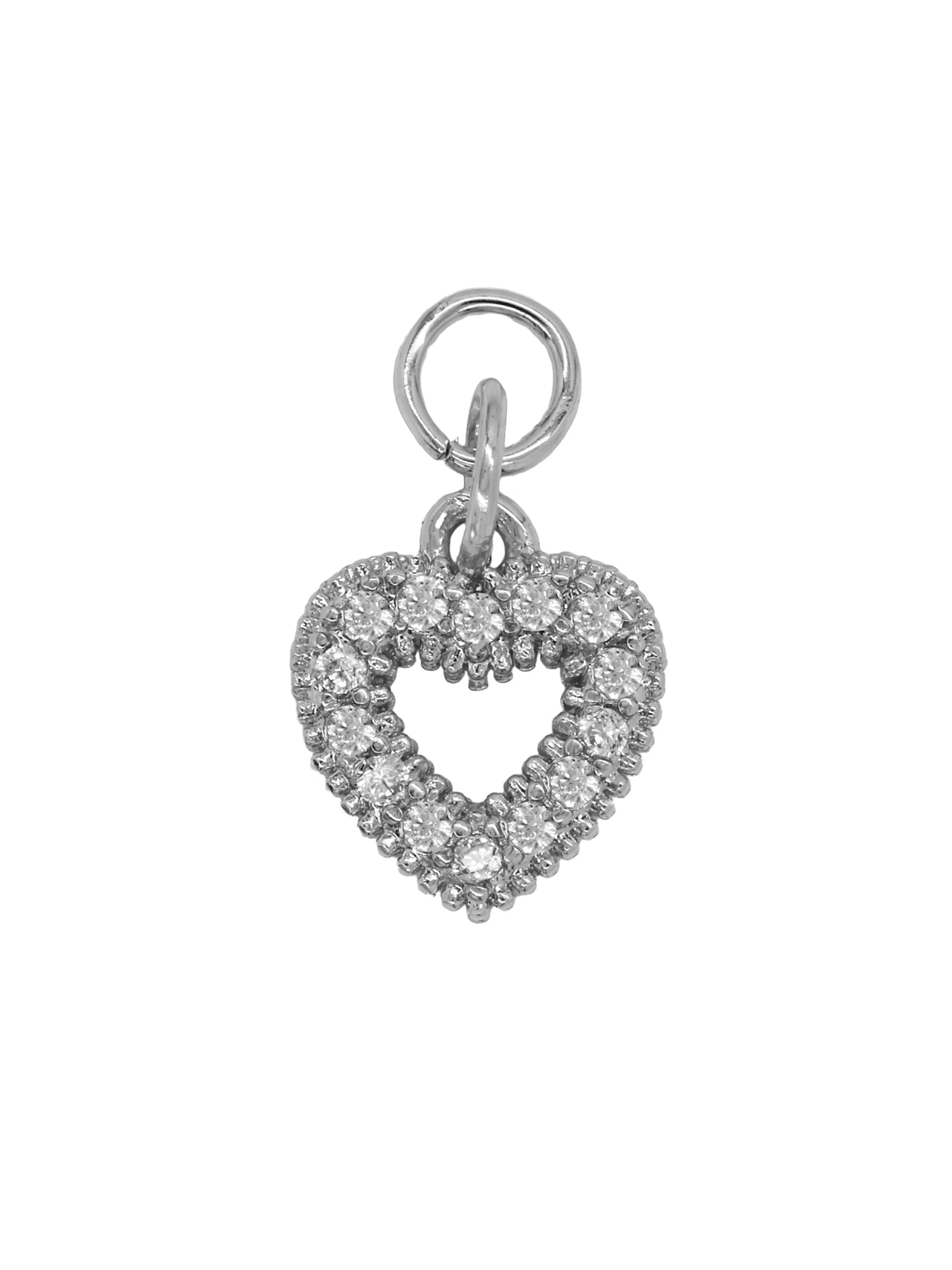 Silver Crystal Open Heart Charm
