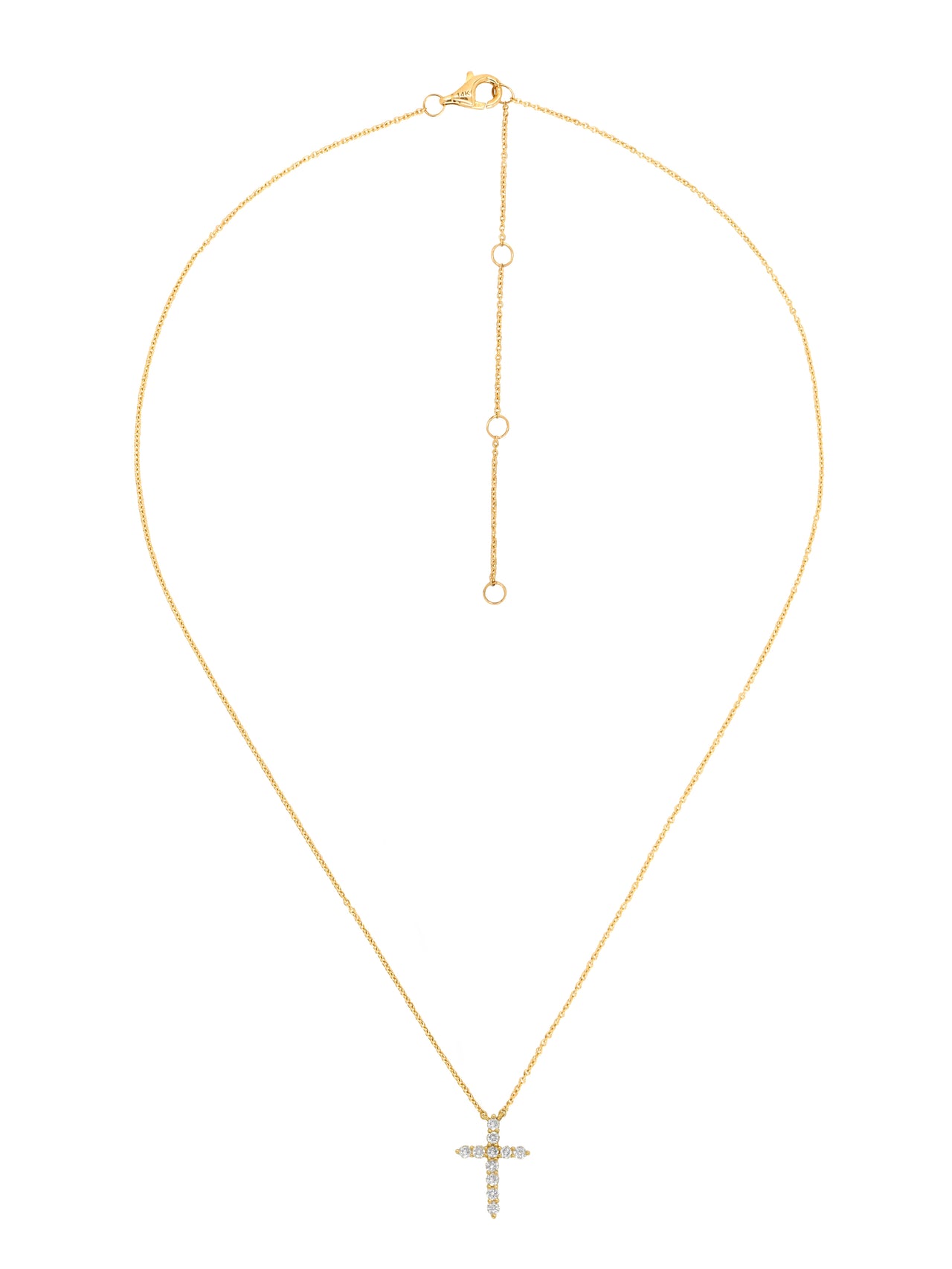 14k Yellow Gold Diamond Meduim Cross Necklace