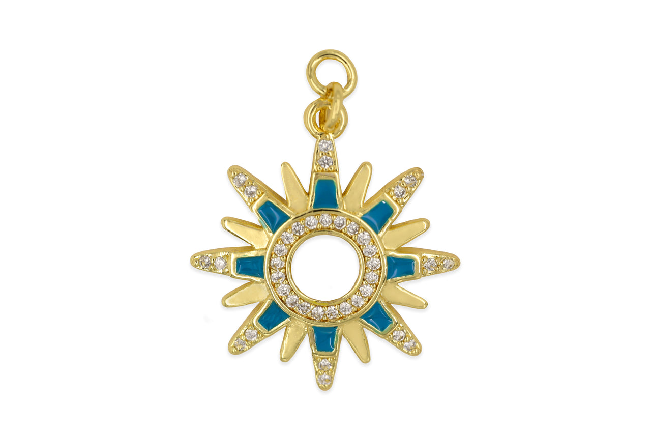 Gold Blue Sunburst Charm