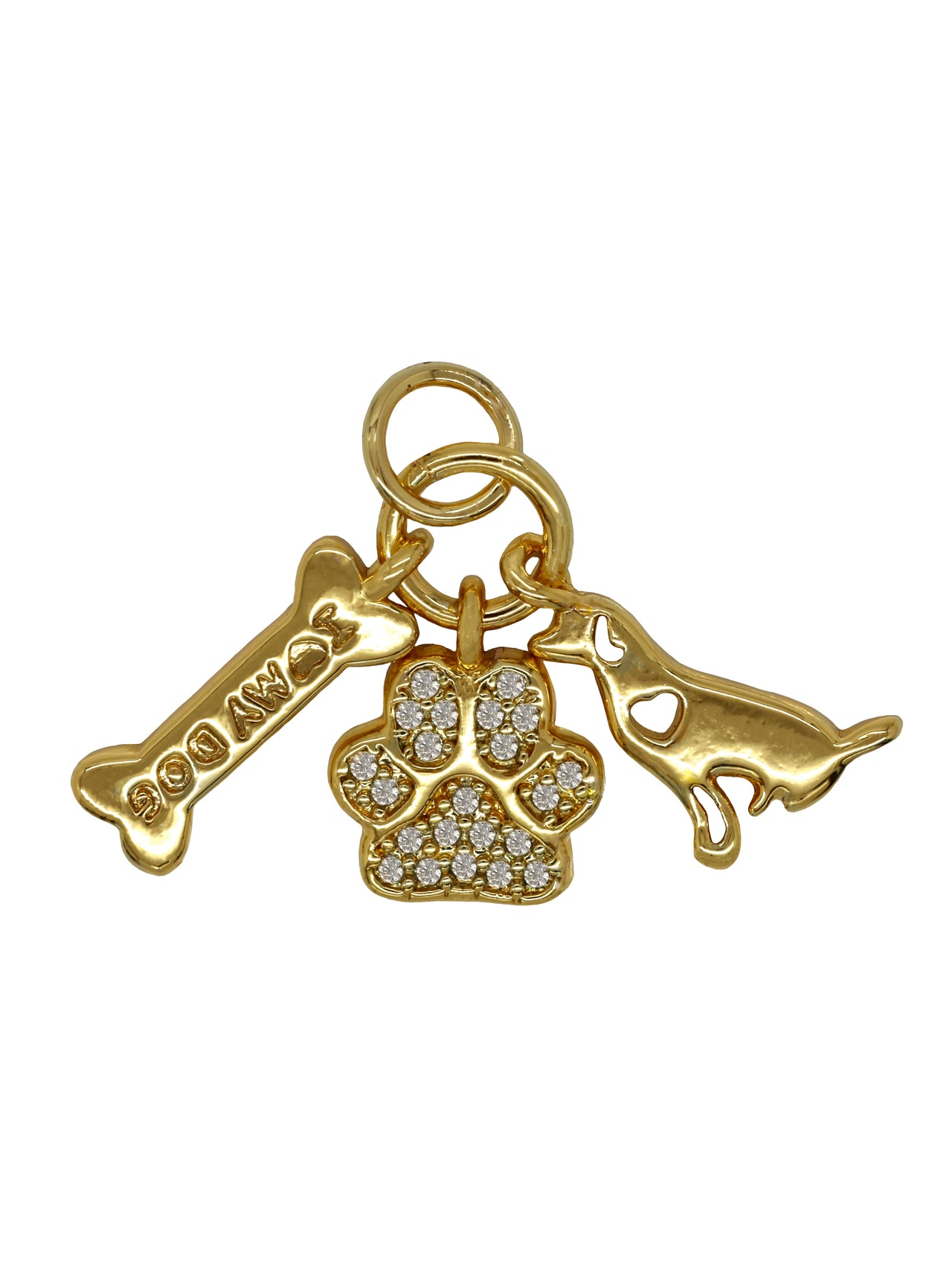Gold Dog Lover Trio Charm
