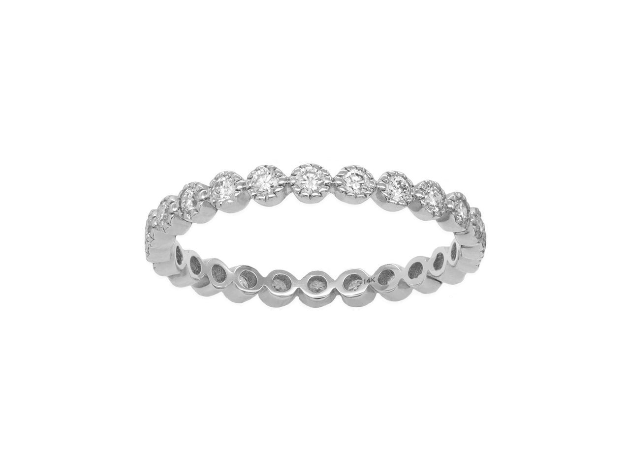 14k White Gold Diamond Bezel Stackable Ring