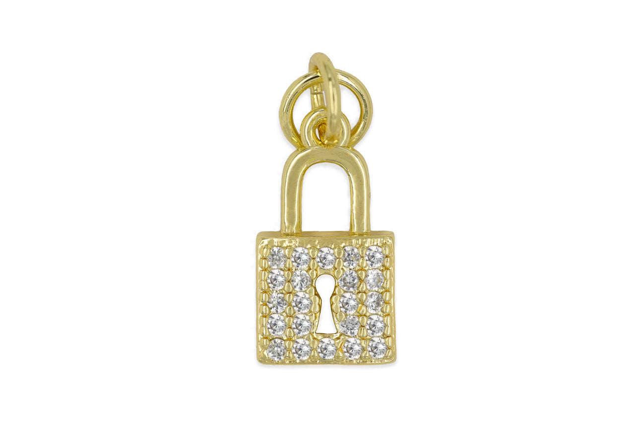 Gold Pave Lock Charm