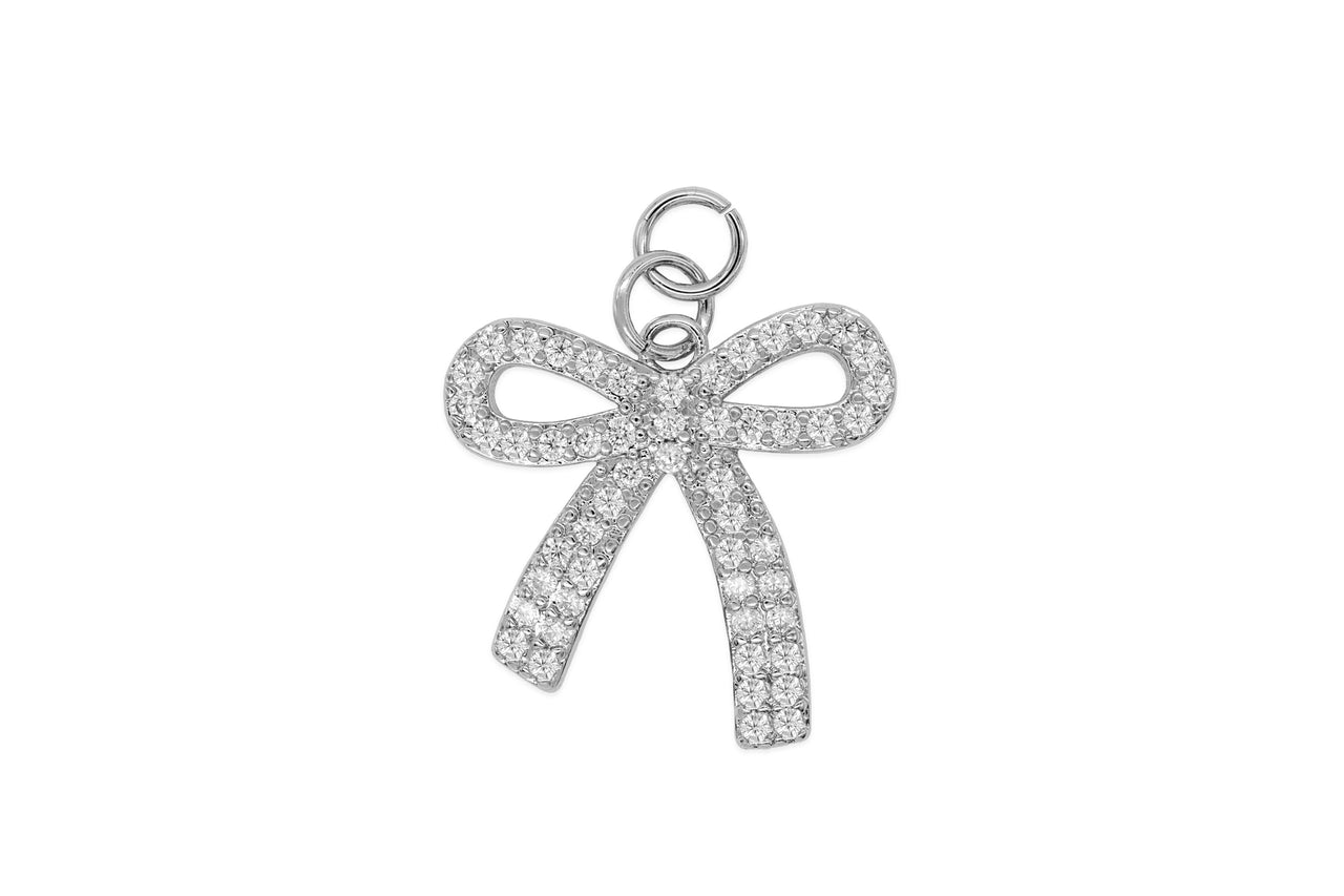 Silver Pave Large Pave Bow Charm