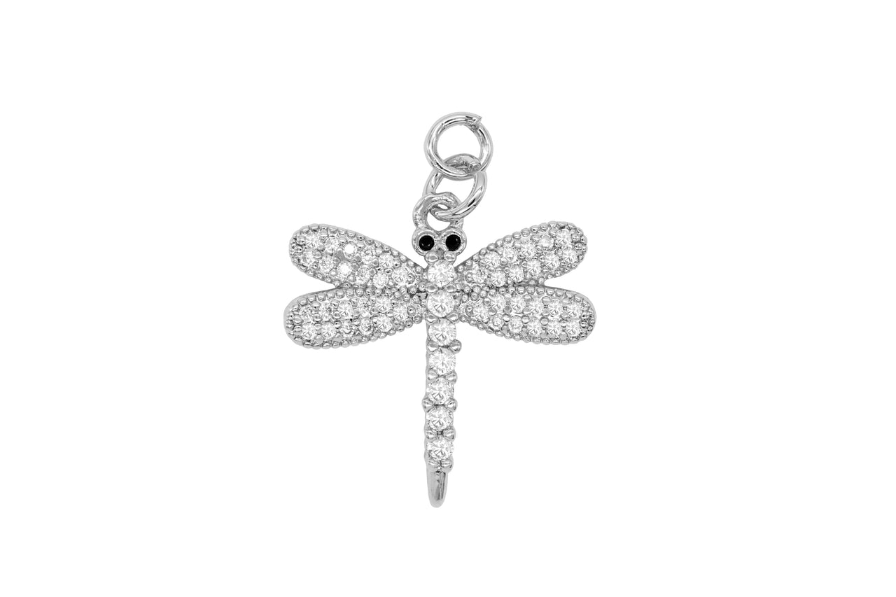 Silver Pave Large Dragonfly Charm