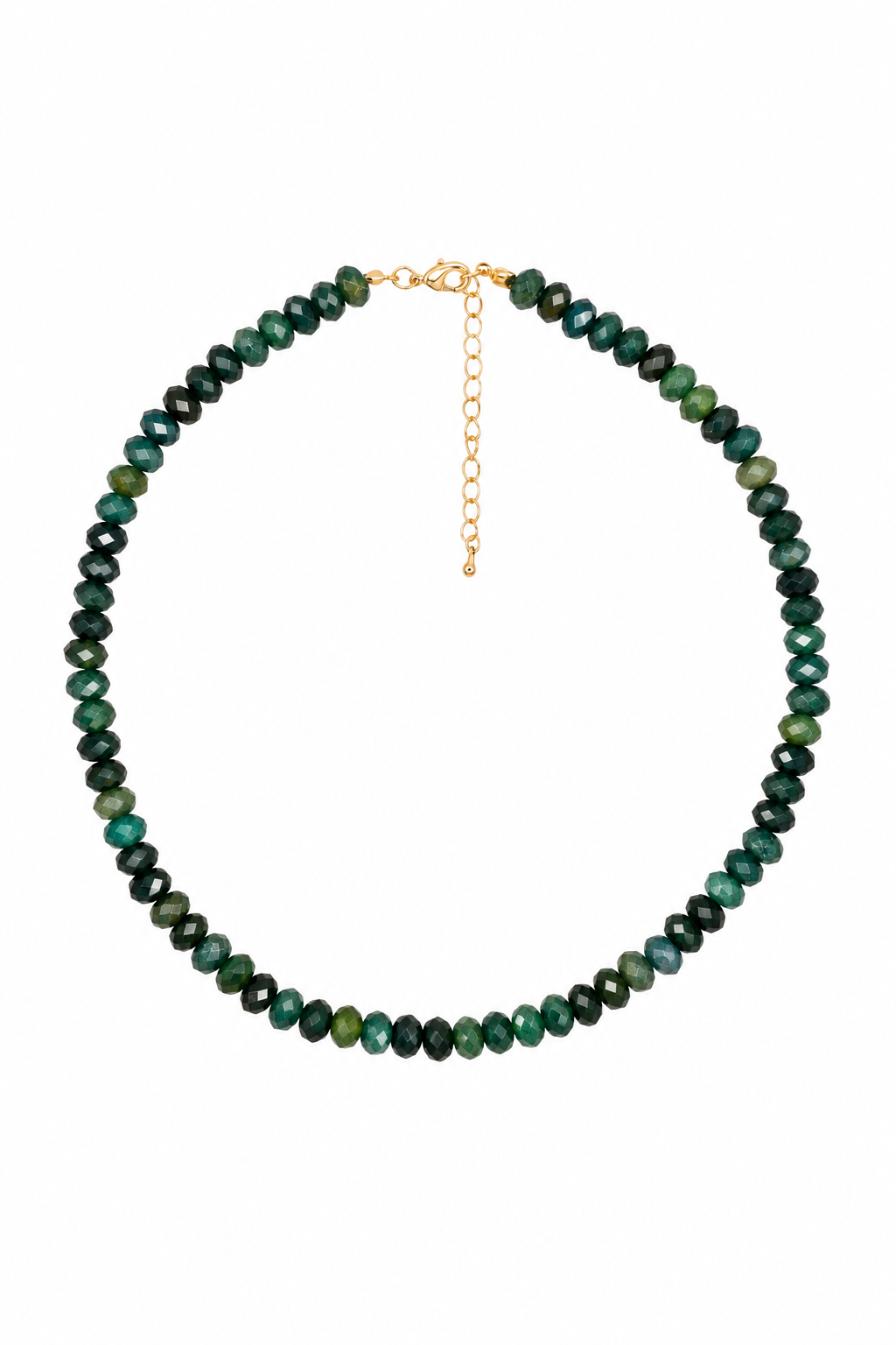 Moss Green Agate Faceted Necklace